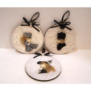 3-Piece Set 3-D Wall Art Hand Crafted Sophisticated Fashion Forward Ladies OOAK